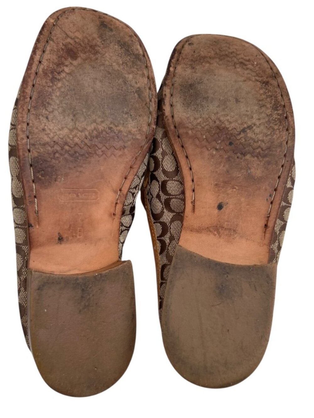 y2k Coach mules Vanessa brown jacquard leather trim slip on shoes size 7 womens - Picture 8 of 13